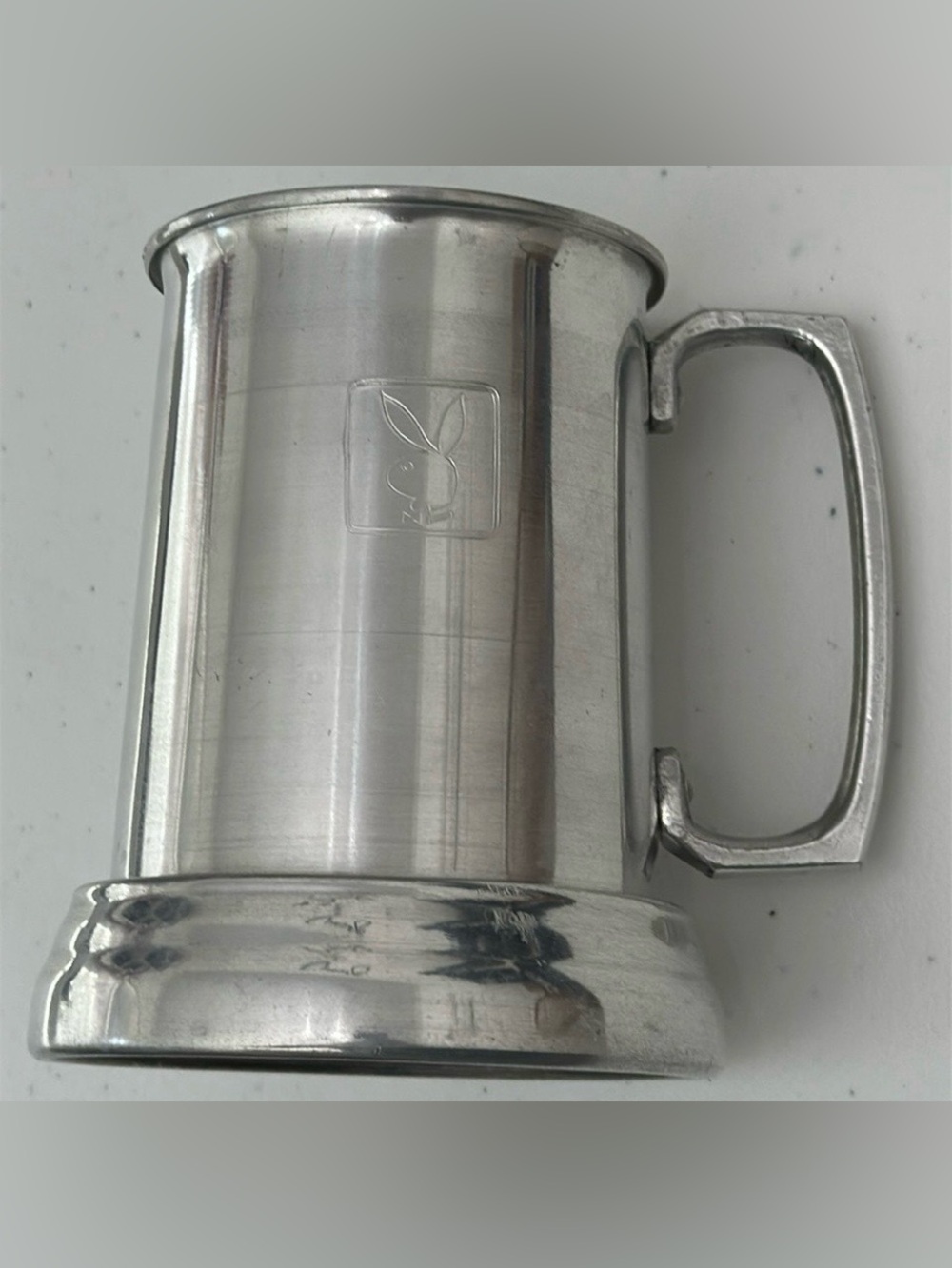 1970’s Playboy Club Vintage Aluminum Beer Mug Stein With Glass Bottom